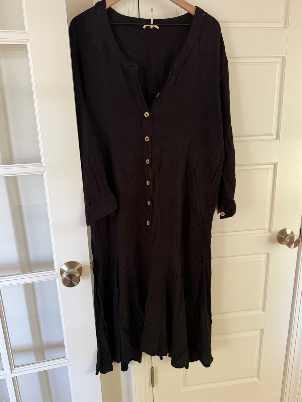 Free People Black Maxi Shirt Dress